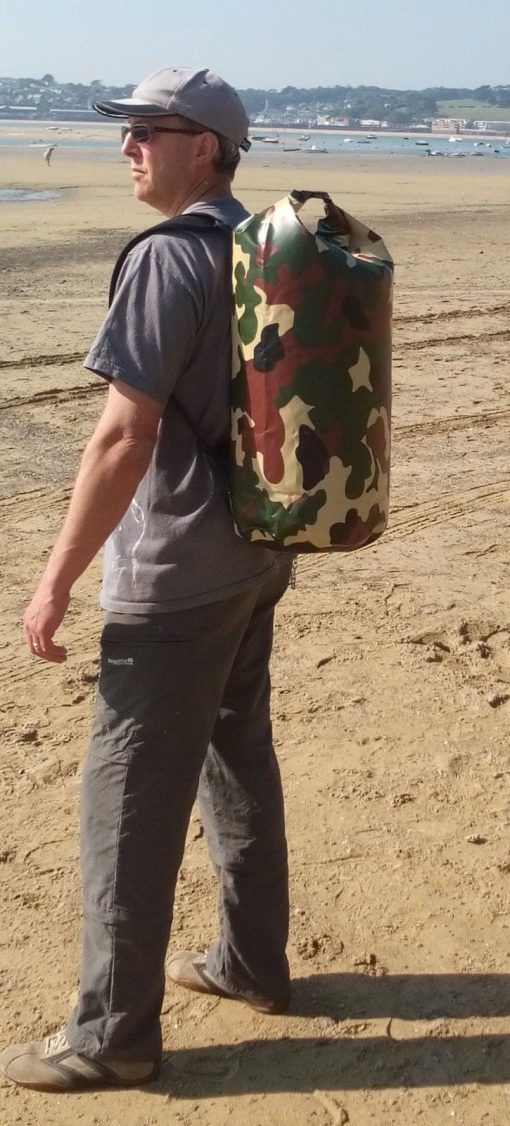 45l camo drybag with padded straps