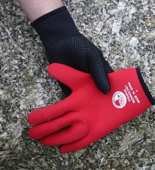 NCW 3mm titanium grippy palm wetsuit glove (red lining)