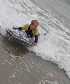 body boarding fun in Cornwall in our kids winter wetsuit. Full 5mm super stretch neoprene with GBS seams