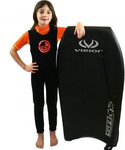 NCW kids short sleeve UV50 rash vest and 2mm thermal long john wetsuit combination