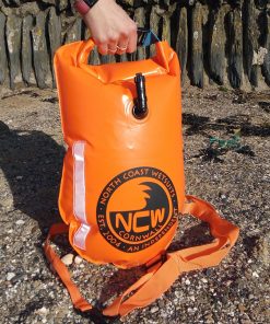 NCW 15L open water swim float tow drybag inflated and ready to go