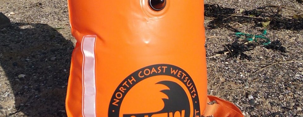 NCW 15L open water swim float tow drybag inflated and ready to go