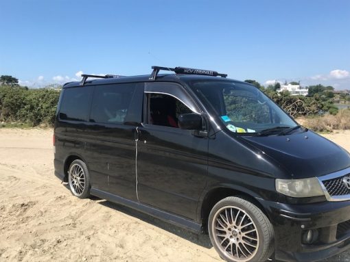 wide roof bar pads on van