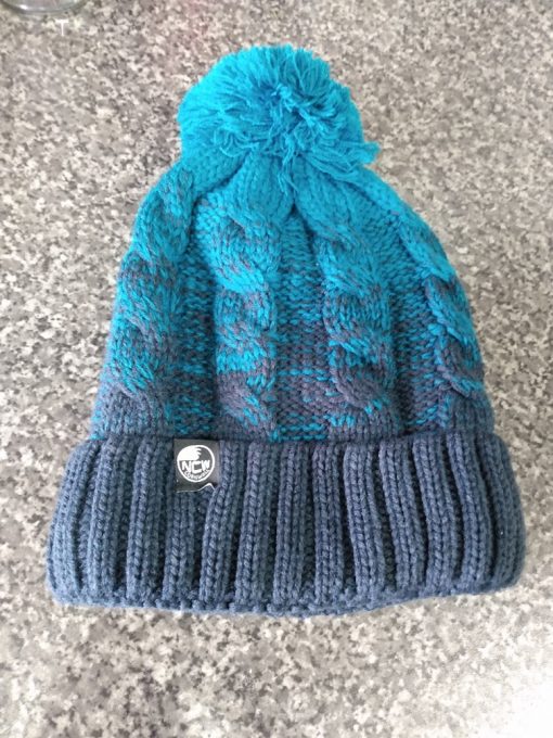 ncw sherpa fleece blue green bobble hat