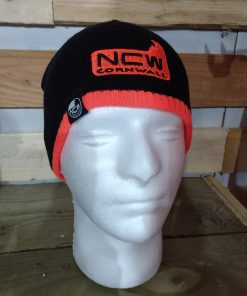 fold over / cuffed beanie hat (black / orange)