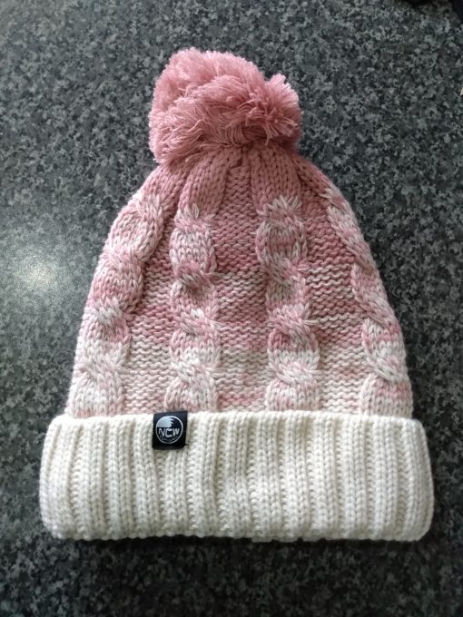 pink creme NCW ombre pom pom hat