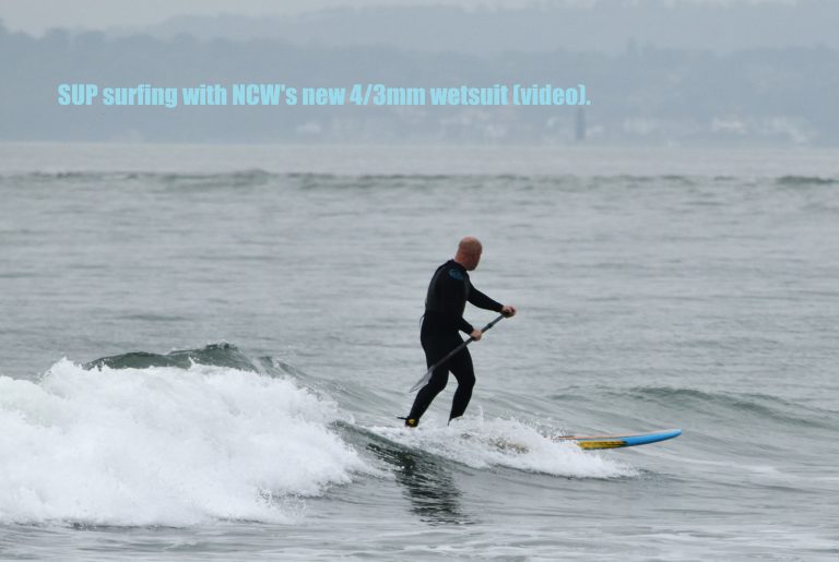 SUP surfing with NCW's new 4/3mm wetsuit (video).