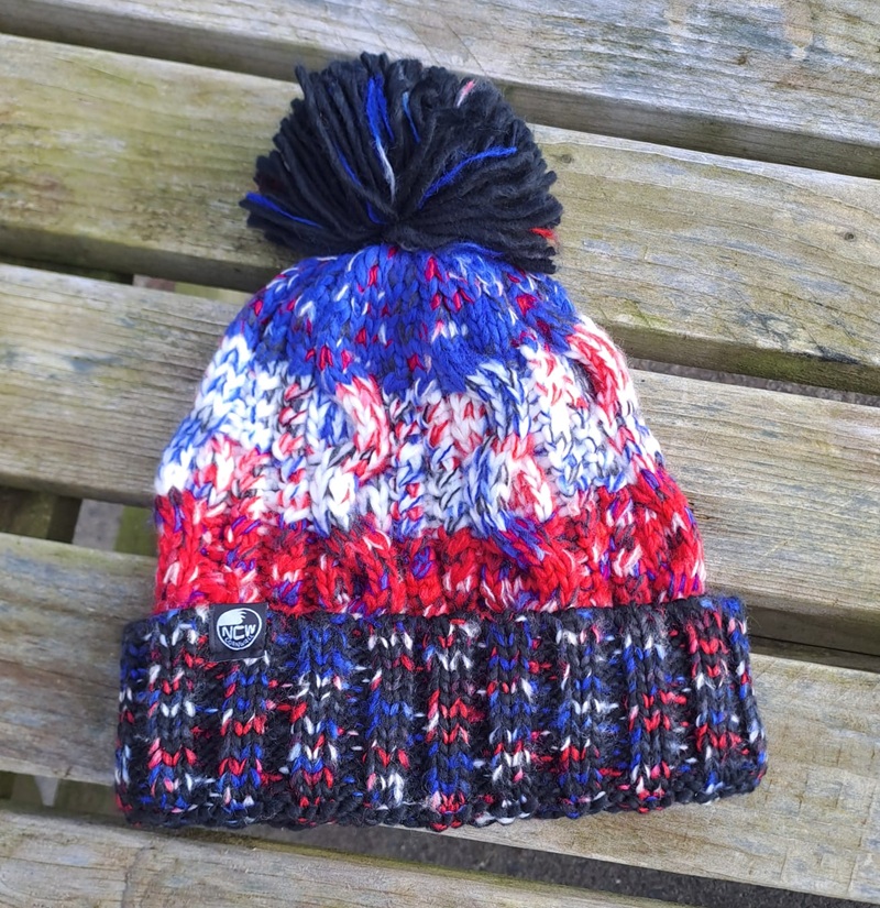 NCW corkscrew sherpa fleece beanie hat chilli blues