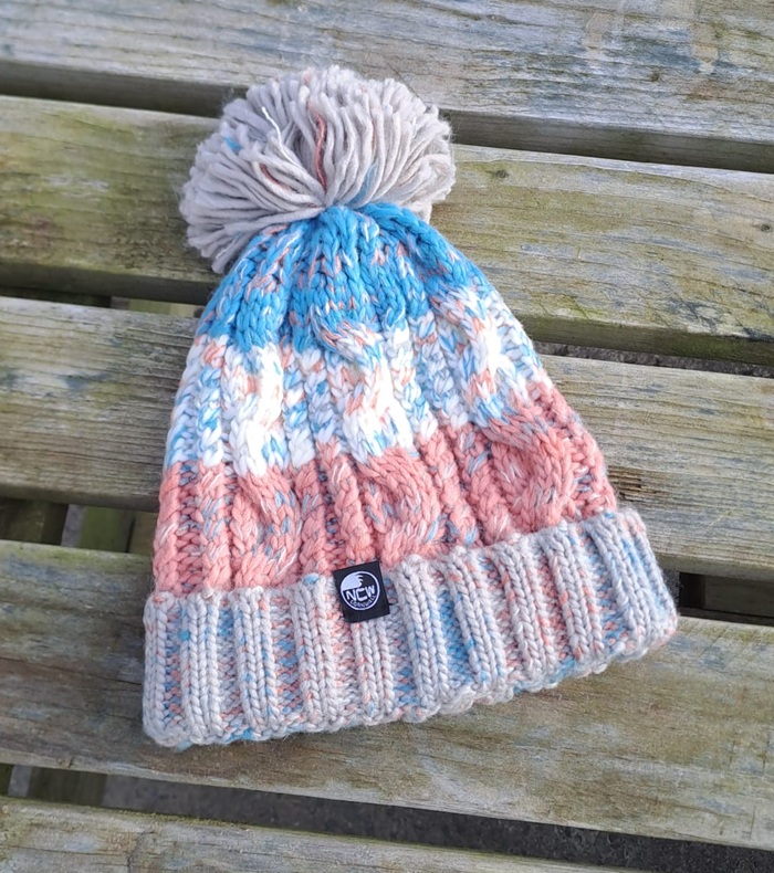 NCW corkscrew sherpa fleece beanie hat milkshake mix