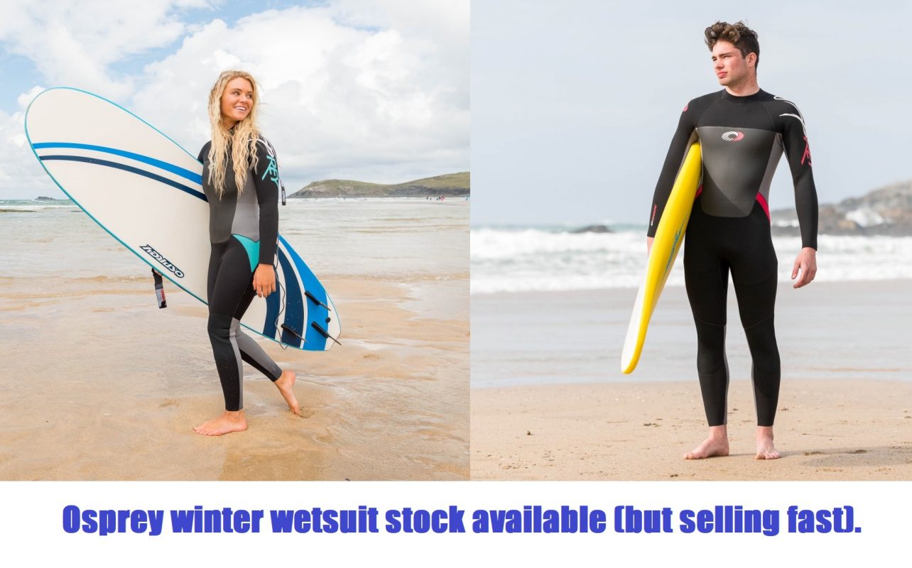 Osprey winter wetsuit stock available (but selling fast).