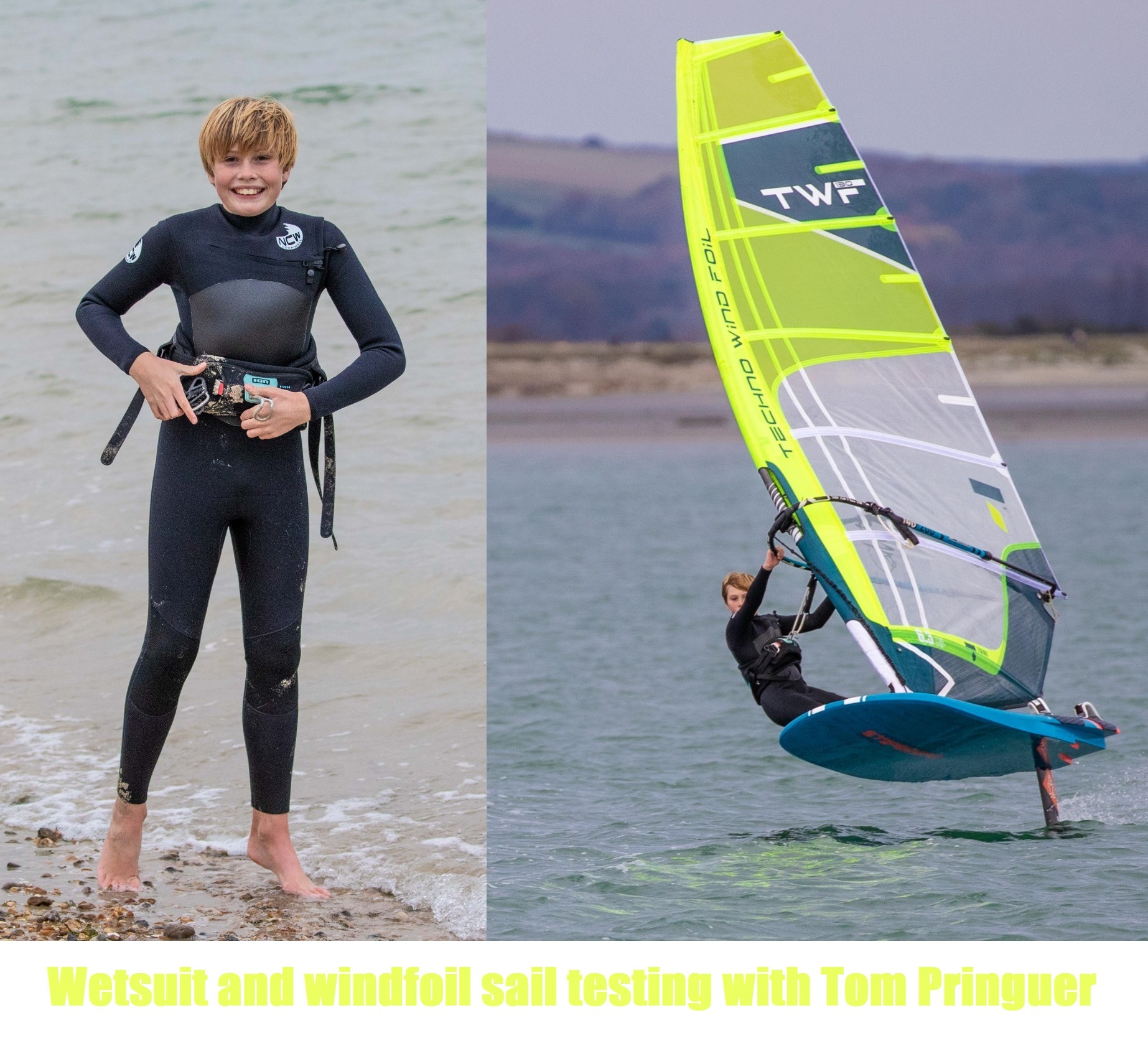 Wetsuit and windfoil sail testing with Tom Pringuer. North Coast