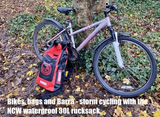 Bikes, bags and Barra - storm cycling with the NCW waterproof 30L rucksack. #1