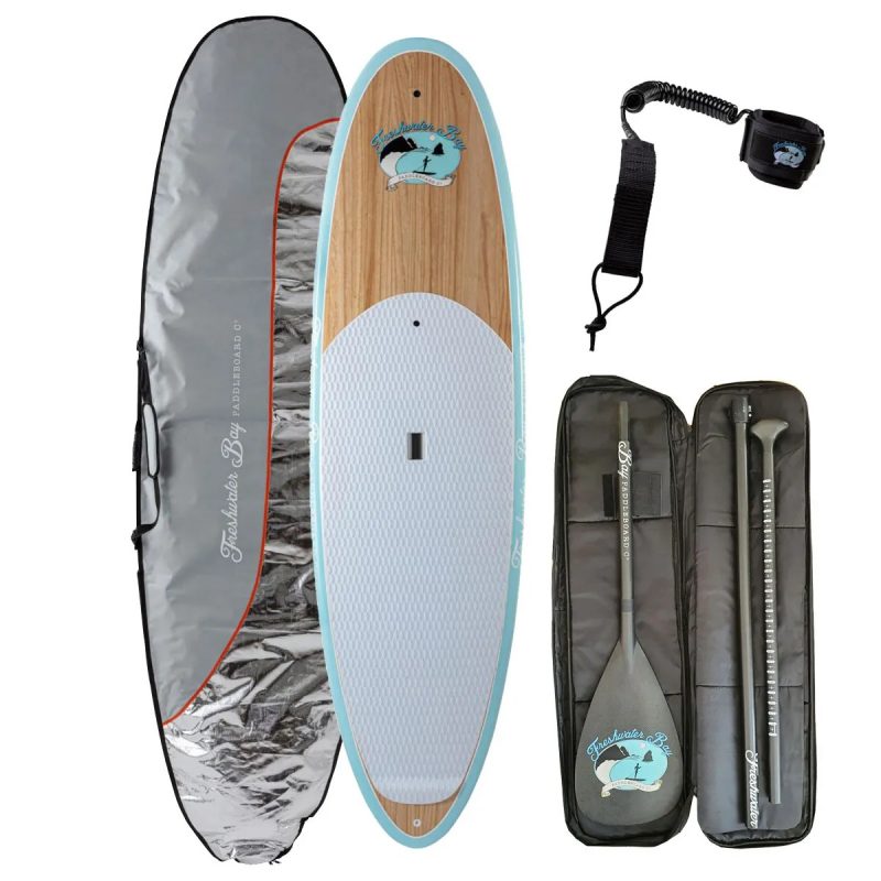 Freshwater Bay Paddleboard Co. Classic stand up paddle board 9'11 / 10'6 painted glass / Paulownia wood finish.