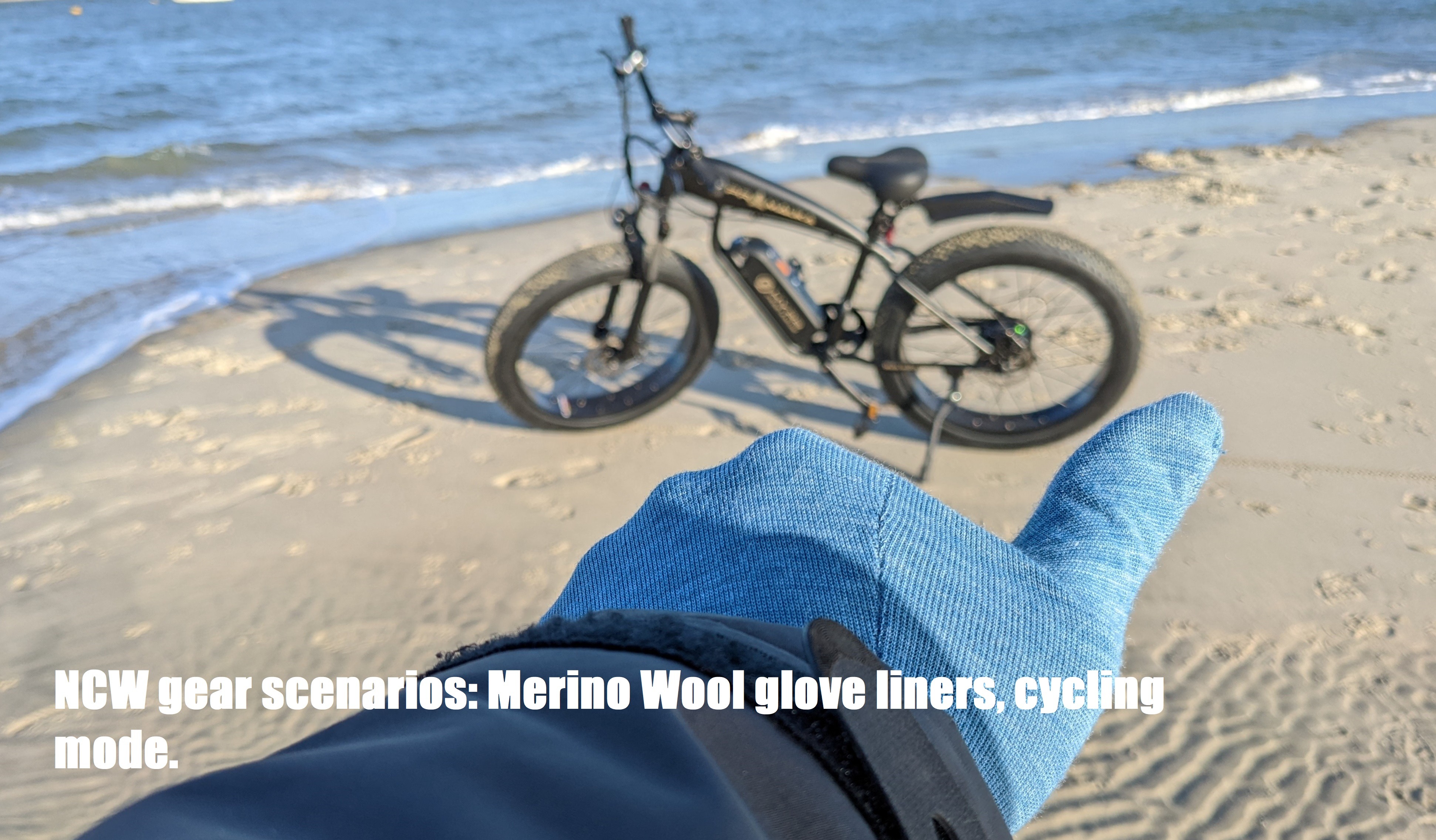 NCW gear scenarios: Merino Wool glove liners, cycling mode.