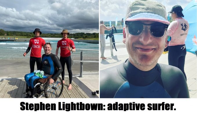 Stephen Lightbown adaptive surfer.