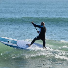 Freshwater Bay Paddleboard Co. Classic stand up paddle board 9'11 10'6 painted glass Paulownia wood finish. #14