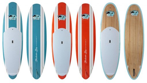 Freshwater Bay Paddleboard Co. Classic stand up paddle board 9'11 10'6 painted glass Paulownia wood finish.