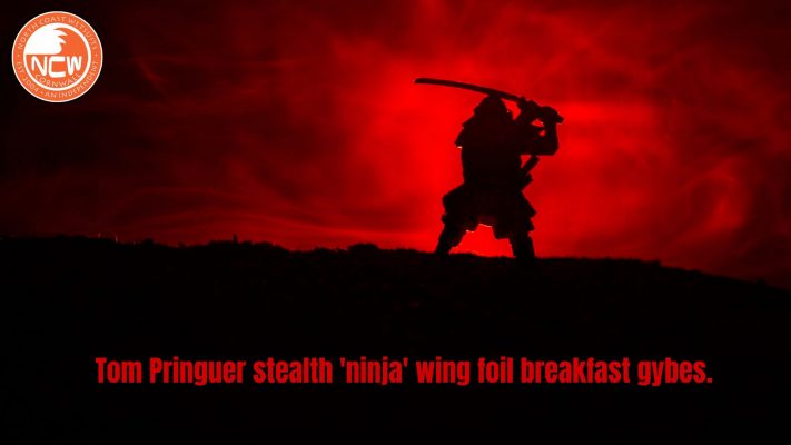 Tom Pringuer stealth 'ninja' wing foil breakfast gybes.