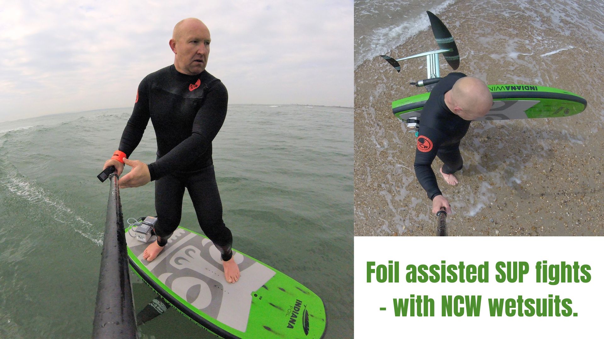 Foil assisted SUP foiling with NCW wetsuits and Esea Foil