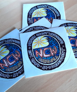 NCW Cornwall sunshine and waves stickers by local artist Lip_E