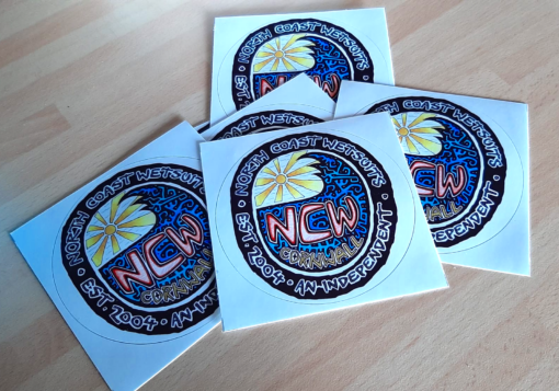 NCW Cornwall sunshine and waves stickers by local artist Lip_E