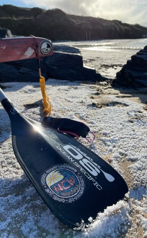 sunshine and waves sticker on SUP paddle