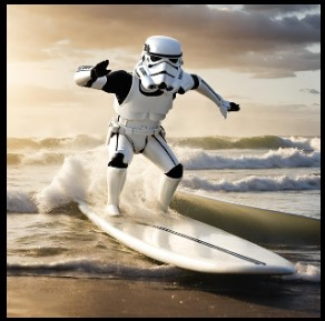 Surfing Stormtrooper.