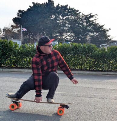 Surf skating with the Waterborne Skateboards Dream enabled longbiard surf skate.