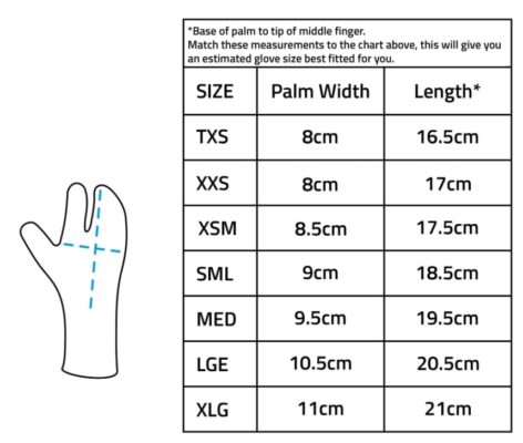 neoprene wetsuit mitts size chart