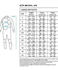 Sola ladies wetsuit size chart