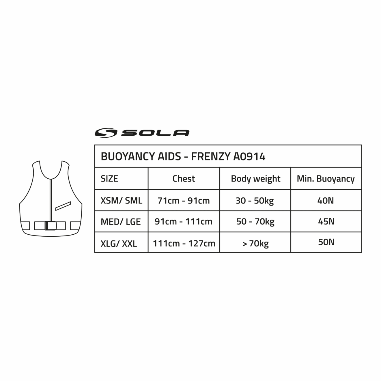 Sola Frenzy 50N Front Zip Buoyancy Aid #1
